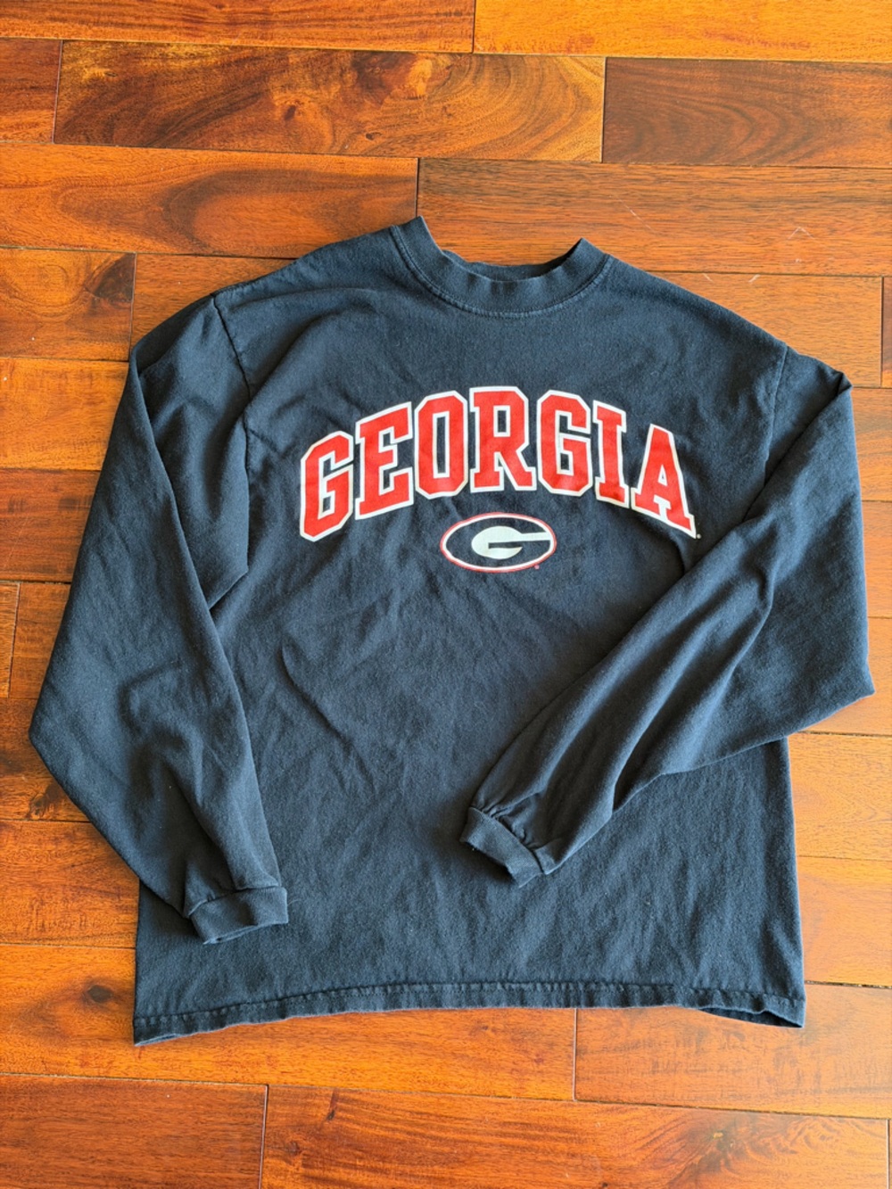 Georgia Arch Logo Long Sleeve Crewneck - Navy with Red/White - Picture 3 of 6